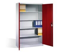 C + P Möbelsysteme Armoire à dossiers Acurado de C+P avec portes battantes, 5 hauteurs de classeurs, H1950xL1200xP400mm Façade rouge ru orps gris clair Quantité:1