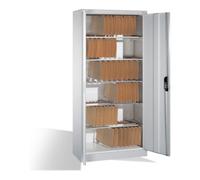 C + P Möbelsysteme Armoire à dossiers C+P Acurado avec portes battantes, 6 barres de suspension à l'intérieur, H1950xL930xP400mm Façade gris clair Quantité:1