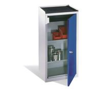 C + P Möbelsysteme Armoire à outils C+P avec porte tournante, 2 étagères et tiroir, H1020xL500xP500xP500mm façade bleu gentiane corps gris clair Quantité:1