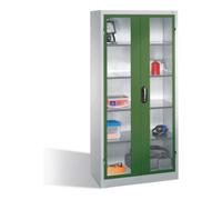 C + P Möbelsysteme Armoire à outils C+P avec portes battantes à fenêtre transparente, 4 tablettes intérieures, H1950xL930xP500mm Façade vert réséda Corps gris clair Quantité:1