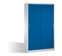 C + P Möbelsysteme Armoire à outils C+P avec portes coulissantes, intérieur 4 étagères, H1950xL1200xP400mm face avant gentiane bleu corps gris clair Quantité:1
