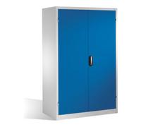 C + P Möbelsysteme Armoire à outils C+P pour charges lourdes XXL avec portes battantes, 4 tablettes intérieures, H1950xL1200xP800mm Façade bleu gentiane Corps gris clair Quantité:1