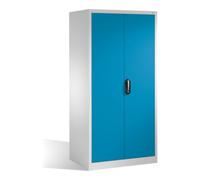 C + P Möbelsysteme Armoire à outils C+P pour charges lourdes XXL avec portes battantes, 4 tablettes intérieures, H1950xL930xP800mm Façade bleu clair Corps gris clair Quantité:1