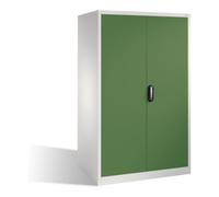 C + P Möbelsysteme Armoire à outils C+P XXL avec portes battantes, 4 tablettes intérieures, H1950xL1200xP800mm Façade vert réséda Corps gris clair Quantité:1