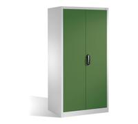 C + P Möbelsysteme Armoire à outils C+P XXL avec portes battantes, 4 tablettes intérieures, H1950xL930xP800mm Façade vert réséda Corps gris clair Quantité:1