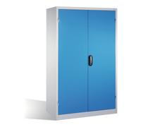 C + P Möbelsysteme Armoire à outils pour charges lourdes C+P avec portes battantes, 4 tablettes intérieures, H1950xL1200xP600mm Façade bleu clair Corps gris clair Quantité:1