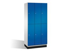 C + P Möbelsysteme Armoire C+P à deux niveaux Cambio sur socle, 6 compartiments, H1950xL900xP525mm face avant gentiane bleue corps gris clair Quantité:1