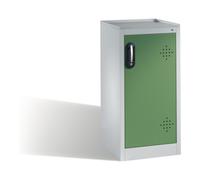 C + P Möbelsysteme Armoire d'appoint environnementale C+P avec porte pivotante, 2 bacs en polyéthylène, H1020xL500xP500mm Façade vert réséda Corps gris clair Quantité:1