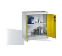 C + P Möbelsysteme Armoire d'appoint environnementale C+P avec portes battantes, 2 tablettes pour bacs, H1020xL930xP500mm Façade jaune trafic Corps gris clair Quantité:1
