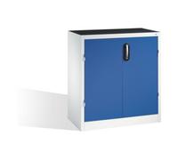 C + P Möbelsysteme Armoire d'appoint pour charges lourdes C+P avec portes battantes, 1 tablette intérieure, H1000xL930xP500mm Façade bleu gentiane Corps gris clair Quantité:1