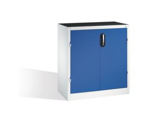 C + P Möbelsysteme Armoire d'appoint pour charges lourdes C+P avec portes battantes, 1 tablette intérieure, H1000xL930xP500mm Façade bleu gentiane Corps gris clair Quantité:1