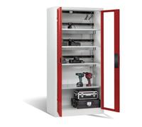 C + P Möbelsysteme Armoire de charge C+P pour 15 outils électriques, fenêtre, H1950xL930xP500mm, rouge ru ris clair Quantité:1