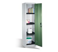 C + P Möbelsysteme Armoire d'environnement C+P avec porte battante, 4 bacs en polyéthylène, H1950xL500xP500mm Façade vert réséda Corps gris clair Quantité:1