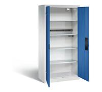 C + P Möbelsysteme Armoire pour batteries C+P pour 5 outils éléctriques, H 1 950 x l 930 x P 500 mm, bleu gentiane/gris clair Quantité:1