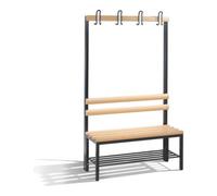 C + P Möbelsysteme Banc d'armoire C+P Basic avec support à chaussures, H1650xL1000xP403mm, gris noir/hêtre Quantité:1