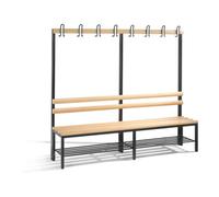 C + P Möbelsysteme Banc d'armoire C+P Basic avec support à chaussures, H1650xL1960xP403mm, gris noir/hêtre Quantité:1