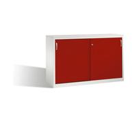 C + P Möbelsysteme Buffet Acurado avec portes coulissantes, 2 x 2 hauteurs de dossiers, H1000xL1600xP500mm Rubis Ru açade gris clair Quantité:1