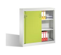 C + P Möbelsysteme Buffet Acurado avec portes coulissantes, 3 hauteurs de dossier, H1200xL1200xP400mm avant viridine vert viridine corps gris clair Quantité:1