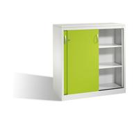 C + P Möbelsysteme Buffet Acurado avec portes coulissantes, 3 hauteurs de dossier, H1200xL1200xP500mm avant vert viridine corps gris clair Quantité:1