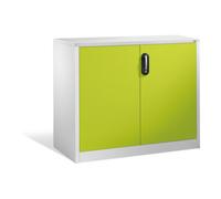 C + P Möbelsysteme Buffet porte-documents Acurado de C+P avec portes battantes, 2 hauteurs de classeurs, H1000xL1200xP500mm Façade vert viridine Corps gris clair Quantité:1