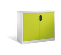 C + P Möbelsysteme Buffet porte-documents Acurado de C+P avec portes battantes, 2 hauteurs de classeurs, H1000xL1200xP400mm Façade vert viridine Corps gris clair Quantité:1