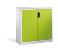C + P Möbelsysteme Buffet porte-documents Acurado de C+P avec portes battantes, 3 hauteurs de classeurs, H1200xL1200xP400mm Façade vert viridine Corps gris clair Quantité:1