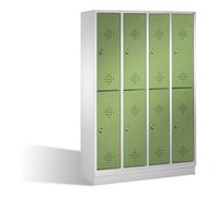 C + P Möbelsysteme C+P Armoire à casiers Classic double étage sur socle, 8 compartiments, H1800×I1190×P500mm, façade vert réséda, corps gris clair Quantité:1