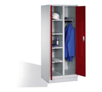 C + P Möbelsysteme C+P Armoire à linge Classic sur socle, 2 compartiments, H1850×I810×P500mm, façade ru orps gris clair Quantité:1