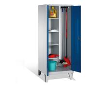 C + P Möbelsysteme C+P Armoire à produits de nettoyage Classic sur pieds, 2 compartiments, H1850×I810×P500mm, façade bleu gentiane, corps gris clair Quantité:1