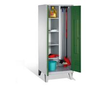 C + P Möbelsysteme C+P Armoire à produits de nettoyage Classic sur pieds, 2 compartiments, H1850×I810×P500mm, façade vert réséda, corps gris clair Quantité:1