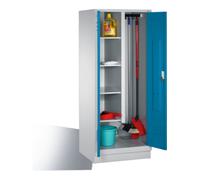 C + P Möbelsysteme C+P Armoire à produits de nettoyage Classic sur socle, 2 compartiments, H1850×I810×P500mm, façade bleu clair, corps gris clair Quantité:1