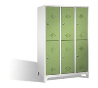 C + P Möbelsysteme C+P Armoire double Classic sur pieds, 6 compartiments, H1850×I1200×P500mm, façade vert réséda, corps gris clair Quantité:1