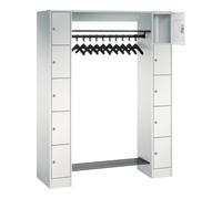 C + P Möbelsysteme C+P Armoire ouverte avec casiers pour 10 personnes, H1950xL1430xP480mm avant gris clair corps gris clair gris clair Quantité:1