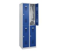 C + P Möbelsysteme C+P Casier double étage Base PLUS, 4 compartiments, 1850x600x500mm, 7035/5010 Quantité:1