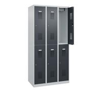 C + P Möbelsysteme C+P Casier double étage Base PLUS, 6 compartiments, 1850x900x500mm, 7035/7016 Quantité:1