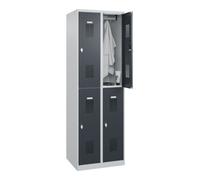 C + P Möbelsysteme C+P Casier double étage Basis PLUS, 4 compartiments, 1850x600x500mm, 7035/7016 Quantité:1