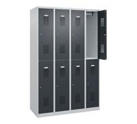 C + P Möbelsysteme C+P Casier double étage Basis PLUS, 8 compartiments, 1850x1200x500mm, 7035/7016 Quantité:1