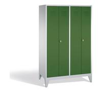 C + P Möbelsysteme C+P Double-broche Classic sur pieds, 4 compartiments, H1850×I1190×P500 mm, façade vert réséda, corps gris clair Quantité:1
