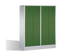 C + P Möbelsysteme C+P Double broche Classic sur socle, 4 compartiments, H1800×I1590×P500 mm, façade vert réséda, corps gris clair Quantité:1
