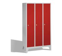 C + P Möbelsysteme C+P Vestiaire Classic sur pieds, 3 compartiments, H1850×I1200×P500mm, façade ru orps gris clair Quantité:1
