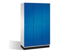 C + P Möbelsysteme Cabine à langer C+P Cambio sur socle, 3 compartiments, H1950xL1200xP525mm face avant gentiane bleu clair corps gris clair Quantité:1