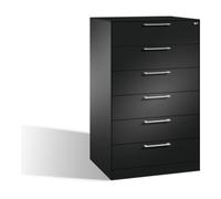 C + P Möbelsysteme Classeur C+P Asisto pour cartes de classement DIN A5 paysage, 6 tiroirs, trois voies gris noir Quantité:1