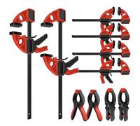 C&T Lot de 10 pinces à serrage rapide à une main, force de serrage de 68 kg, largeur de serrage de 30,5 et 17,5 cm, tendeur à cliquet avec pinces à serrage rapide en plastique pour le travail du bois