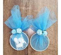 C.X.Y. Lot de 20 bonbonnières en cercle anneau métallique et tulle avec décoration de fleurs, convient à toutes les cérémonies (AzurRO)