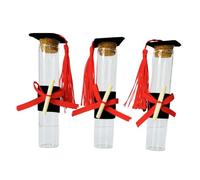 C.X.Y. Lot de 24 tubes en verre avec bouchon en liège, chapeau diplômé et gland rouge, 12 cm x 2,5 cm, bonbonnières pour fête de remise des diplômes