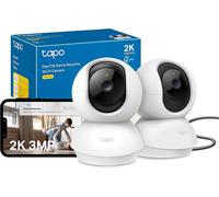 C210 2 Pack Caméra WiFi Intérieure 2K QHD 3MP, Rotation 360, Détection de Personne&Pleurs de Bébé, Vision Nocturne, Audio Bidirectionnel, Stockage Cloud&microSD 512 Go,Alexa et Google Assistant