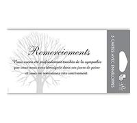 C5211 Remerciements Condoléances - Lot de 5 Cartes Identiques et Enveloppes Blanches - Format 9x14 cm - Texte Sympathie Témoignée Peine Décès Obsèques Funérailles Deuil - Fabriquées en France