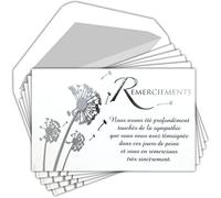 C5261 Remerciements Condoléances - Lot de 5 Cartes Identiques et Enveloppes Blanches - Format 9x14 cm - Texte Sympathie Décès Obsèques Funérailles Deuil Fleurs Séchées - Fabriquées en France