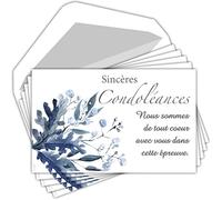 C5267X4 LOT 20 Cartes Remerciements Condoléances identiques + 20 Enveloppes Blanches Format 9x14cm - Deuil Décès Obsèques Enterrement Funérailles - Papier Mat de Qualité - Fabriquées en France