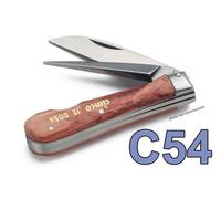 C54 couteau d'électricien pliant manche en bois